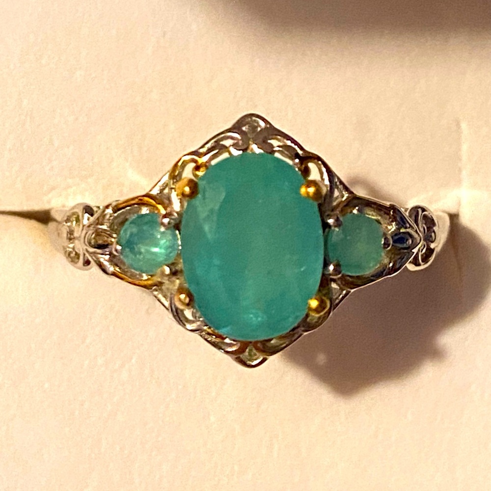 Grandidierite in Vermeil YG and Platinum over St-Silver Size 9- 2.15 ctw - Picture 6 of 6